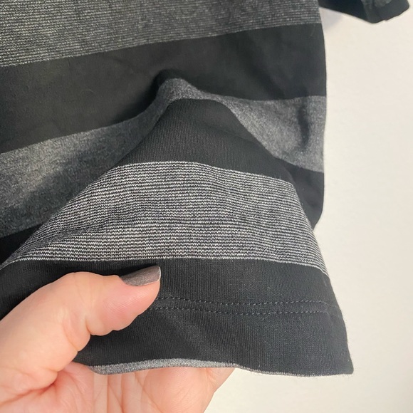 Three Dots • Professional Multi Colored Striped Quarter Sleeve Black Top - Picture 12 of 12